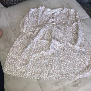 Jamie Kay Floral Kids Dress - Cream and Brown 100% Organic Cotton Sz 4years